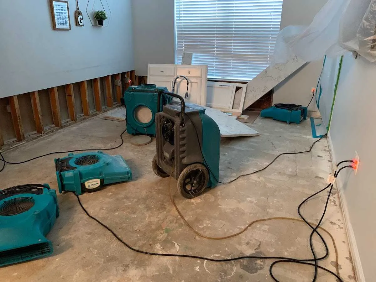 Dehumidifier in flood-cut room for Water Damage Restoration in Mill Creek